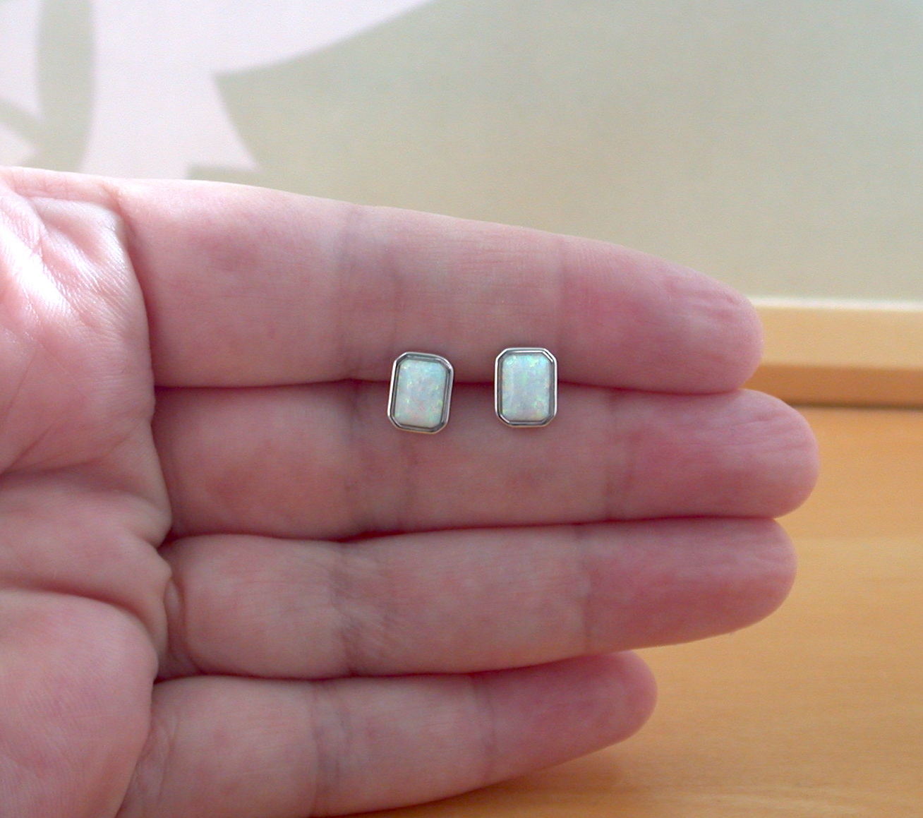 opal rectangle earrings uk