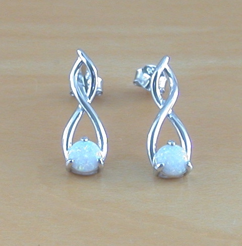 sterling silver white opal earrings
