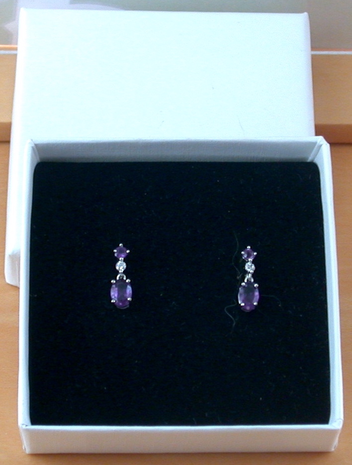 amethyst earrings in giftbox