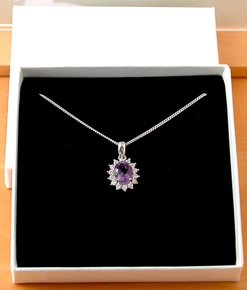 sterling silver amethyst necklace in gift box