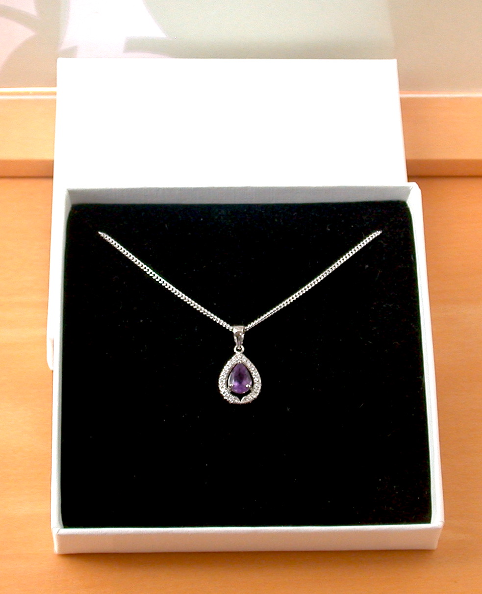 amethyst necklace in gift box