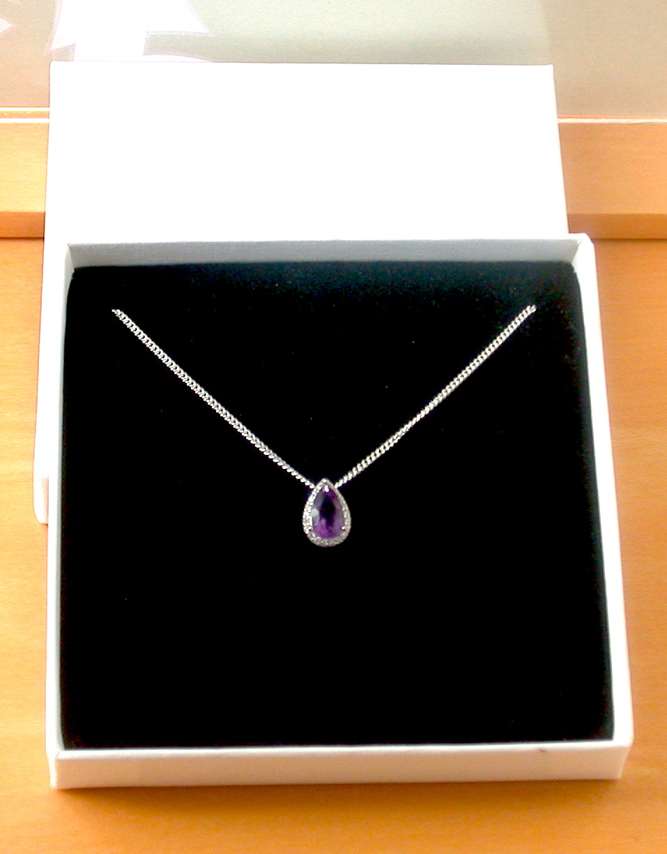 amethyst necklace in gift box uk