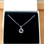 silver amethyst necklace in gift box