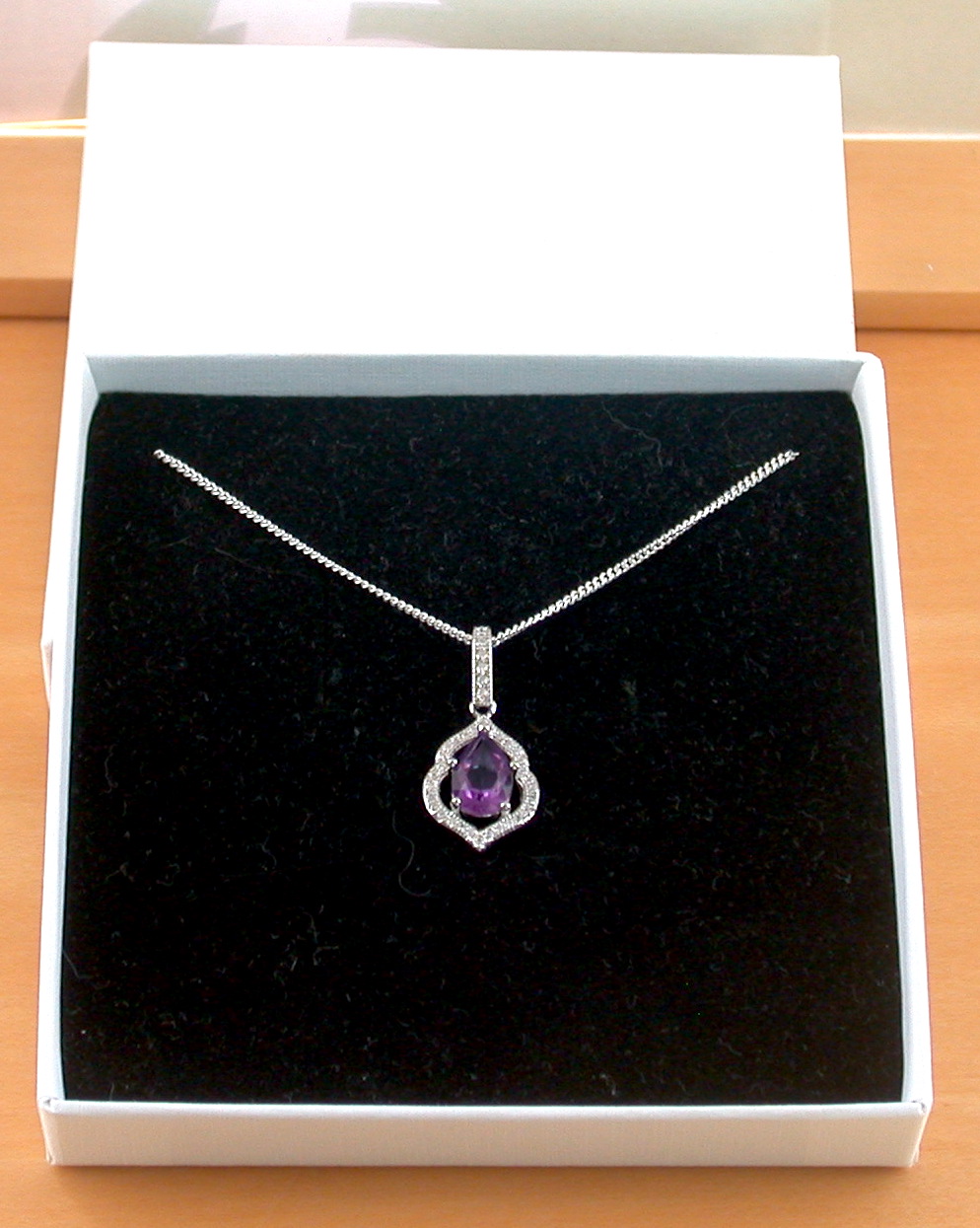amethyst necklace in gift box