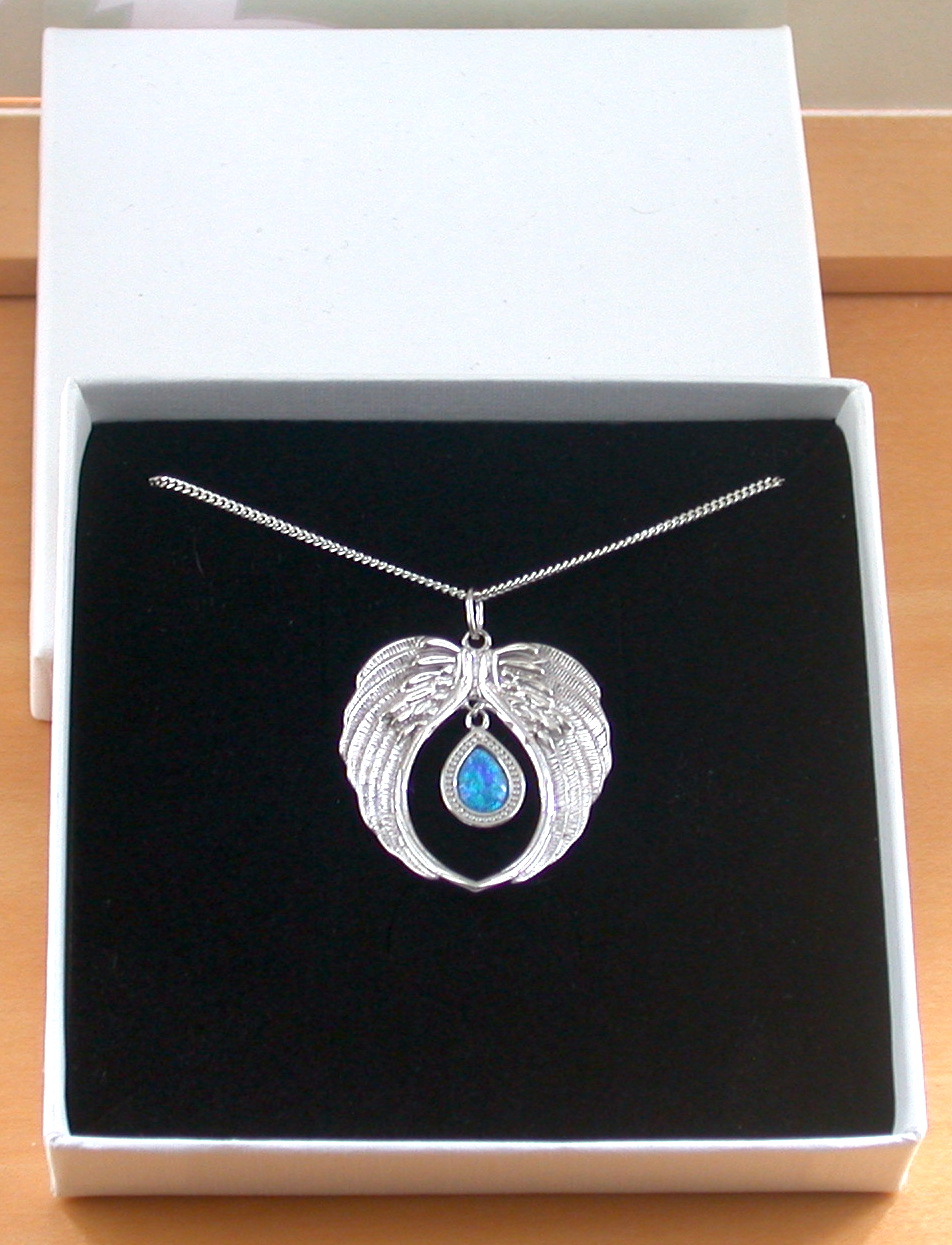 angel wing necklace in gift box