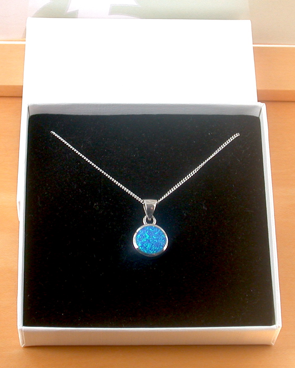 blue opal necklace and gift box uk