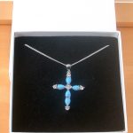 blue opal cross necklace in gift box