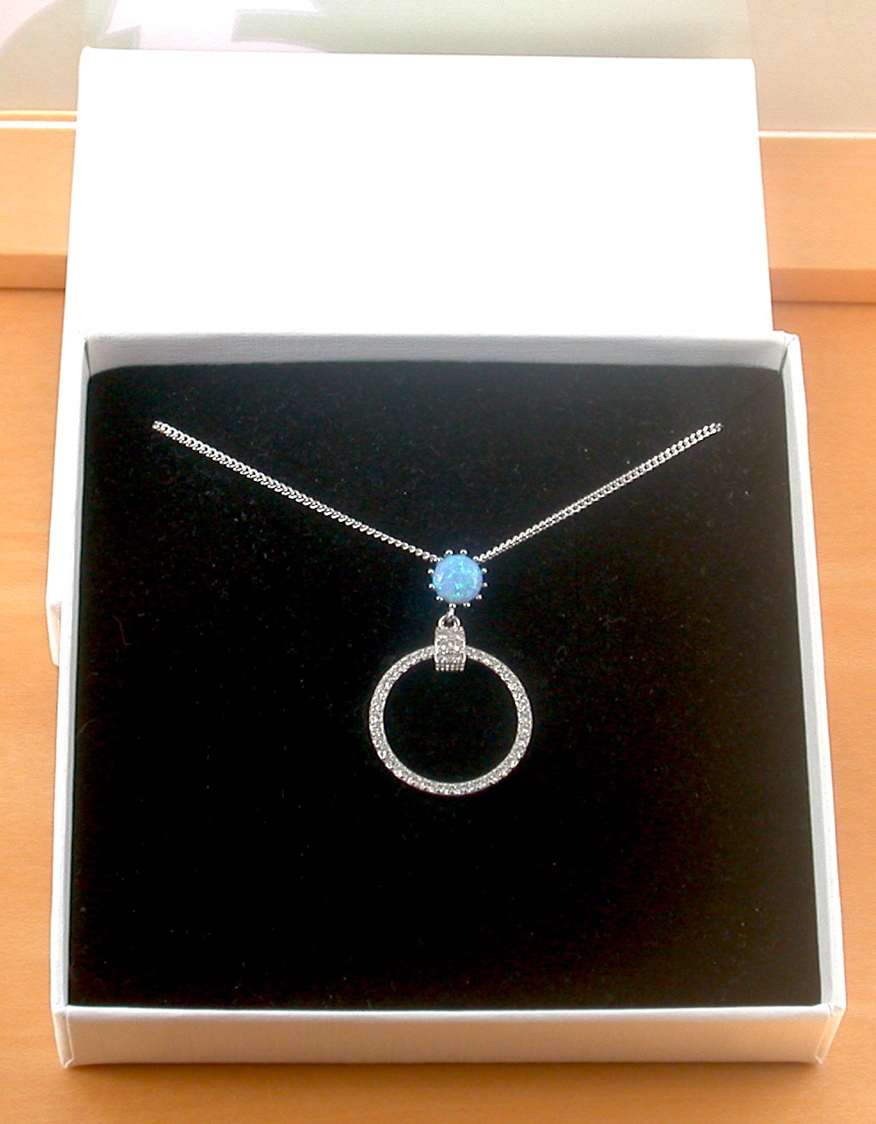 blue opal necklace in gift box uk