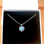 blue opal heart necklace in gift box