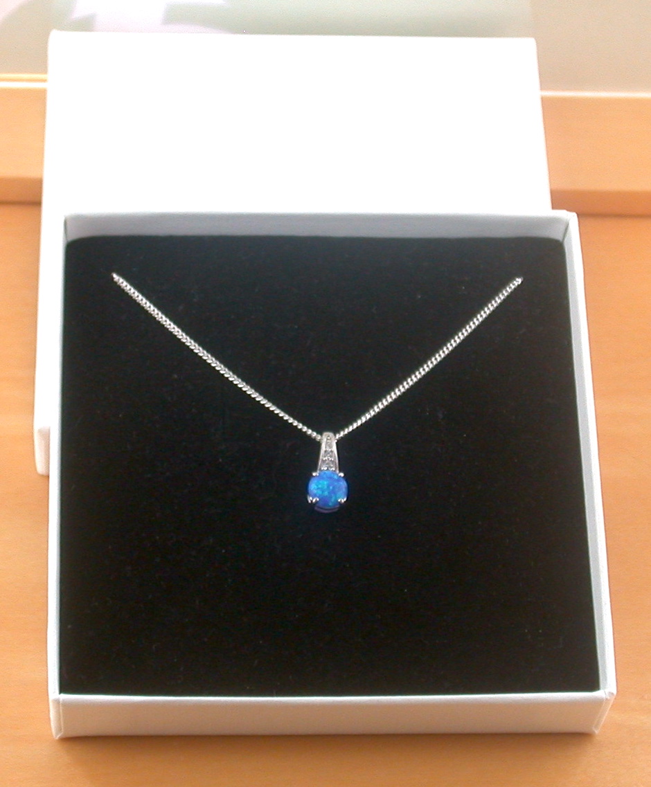 blue opal necklace in gift box uk