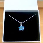 blue opal flower necklace in gift box