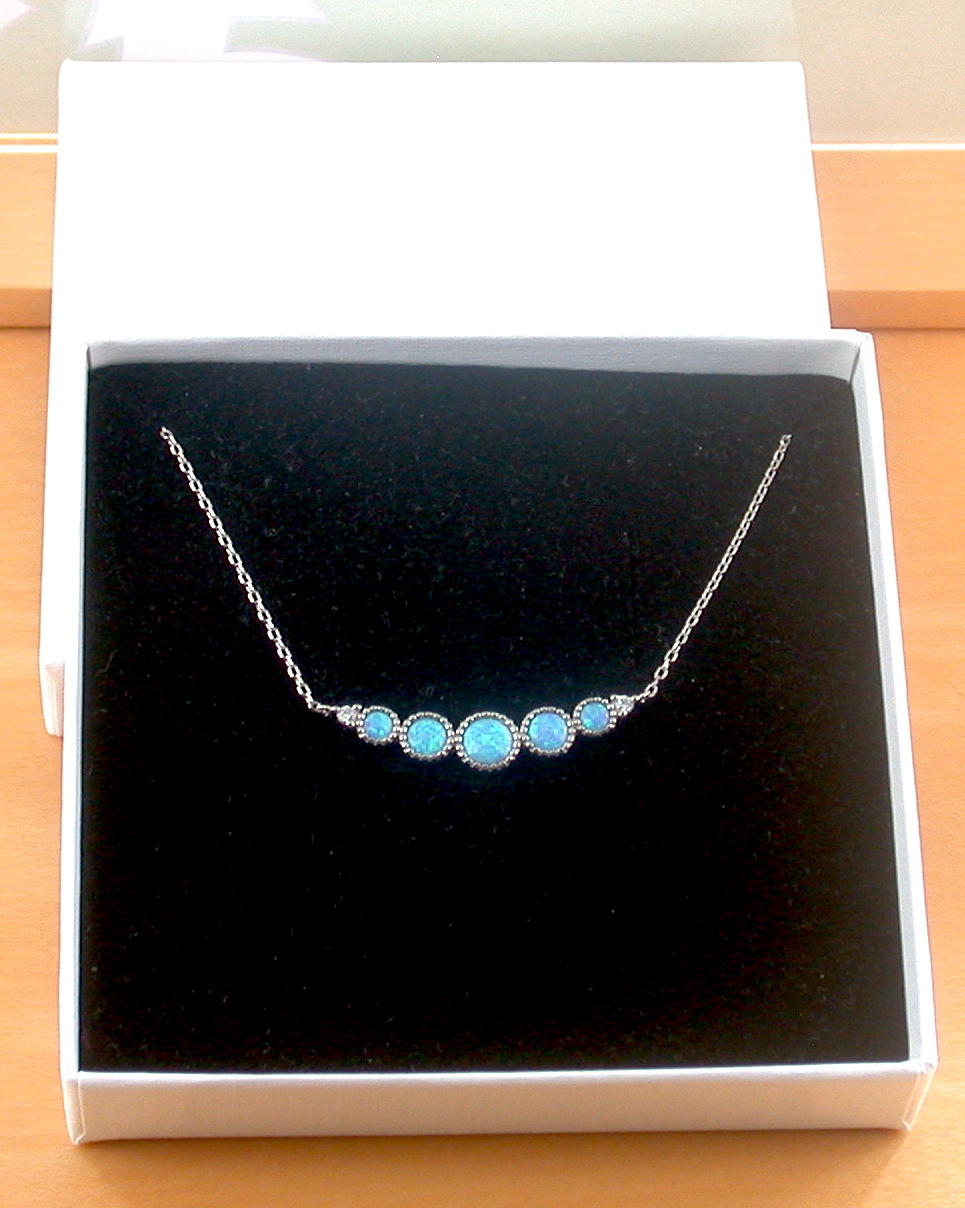 blue opal necklace in gift box uk