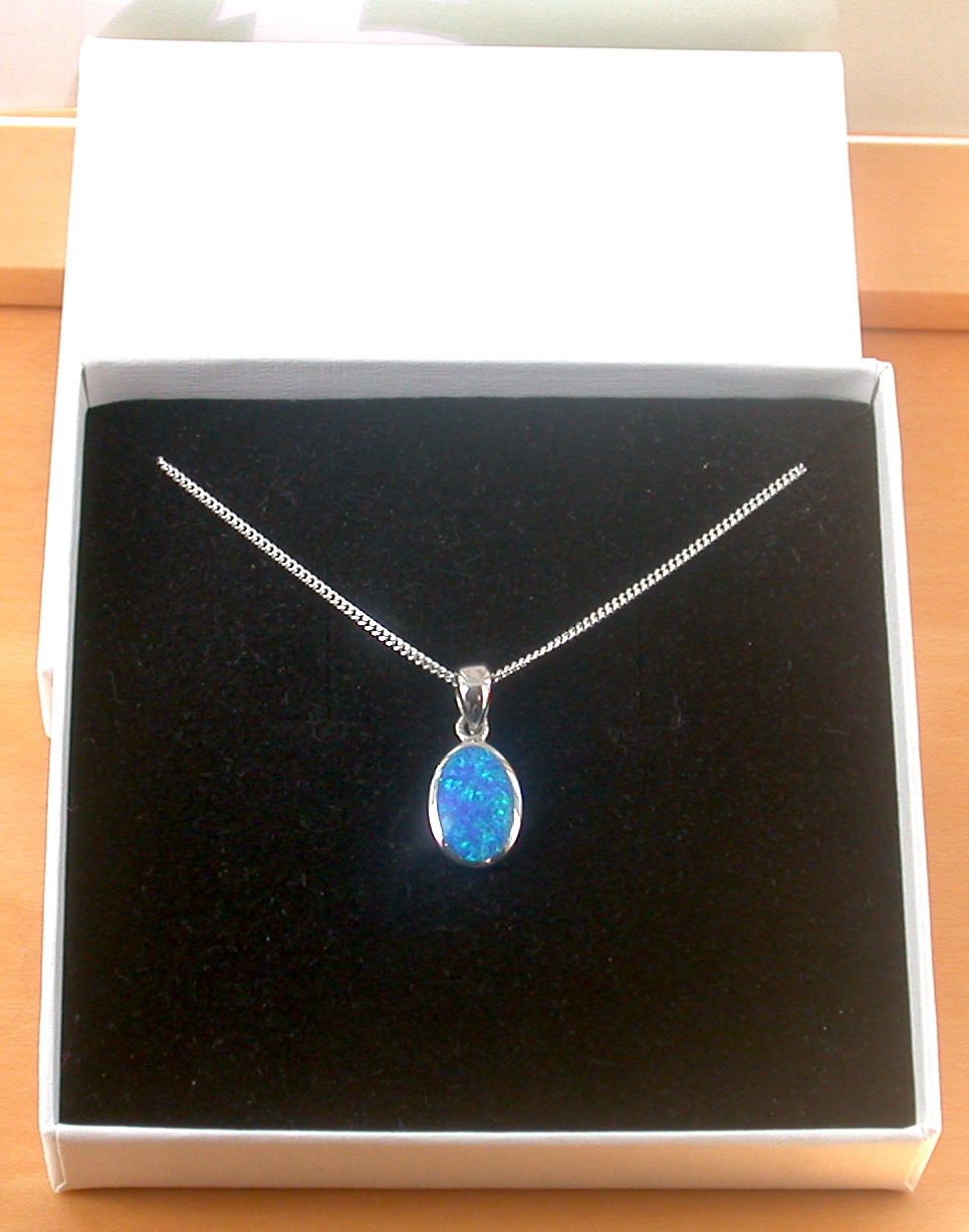 blue opal necklace in gift box uk