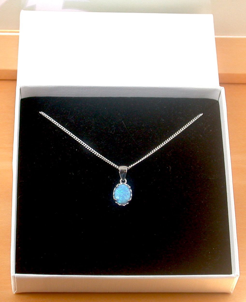 blue opal necklace in gift box uk