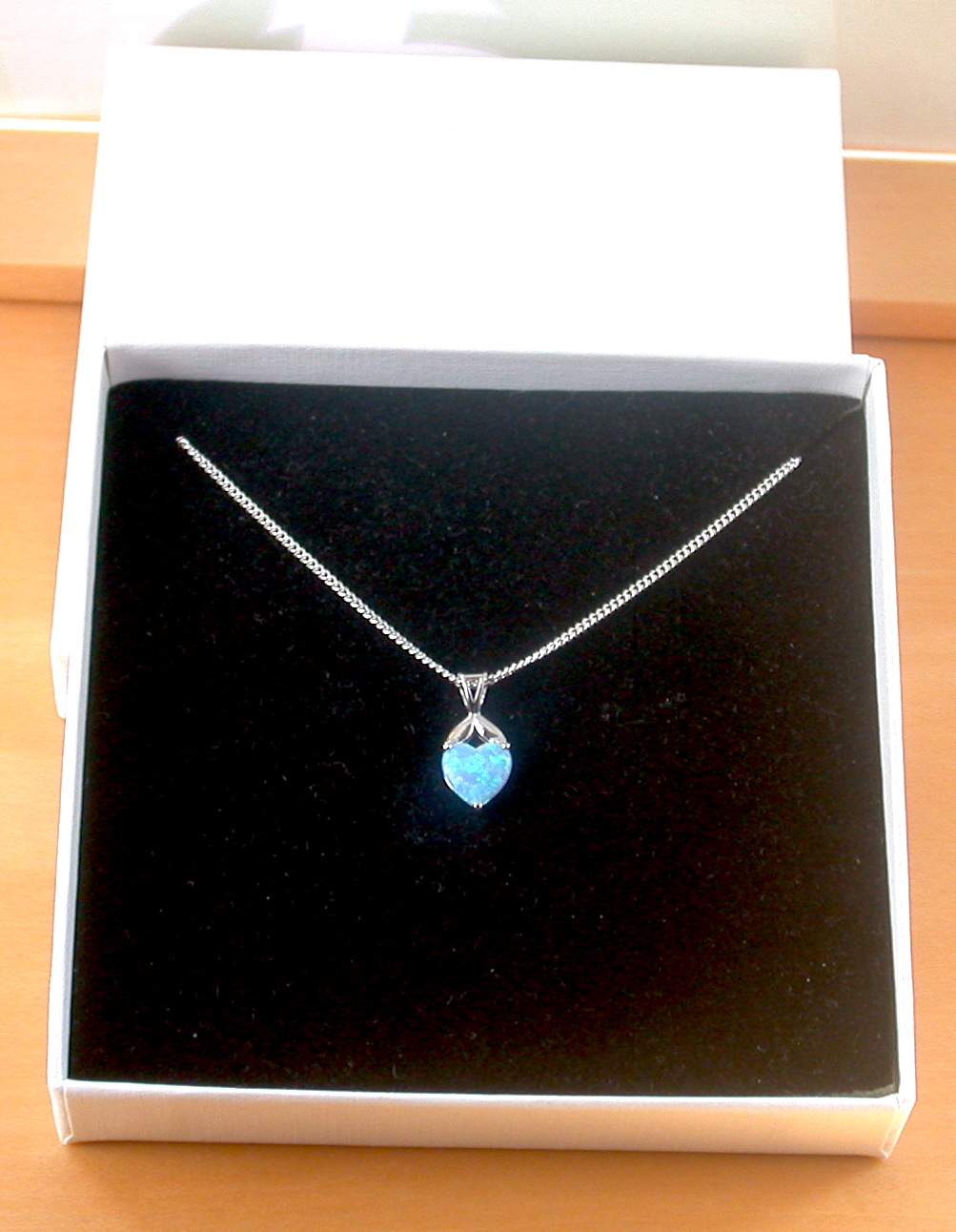 opal heart necklace in gift box