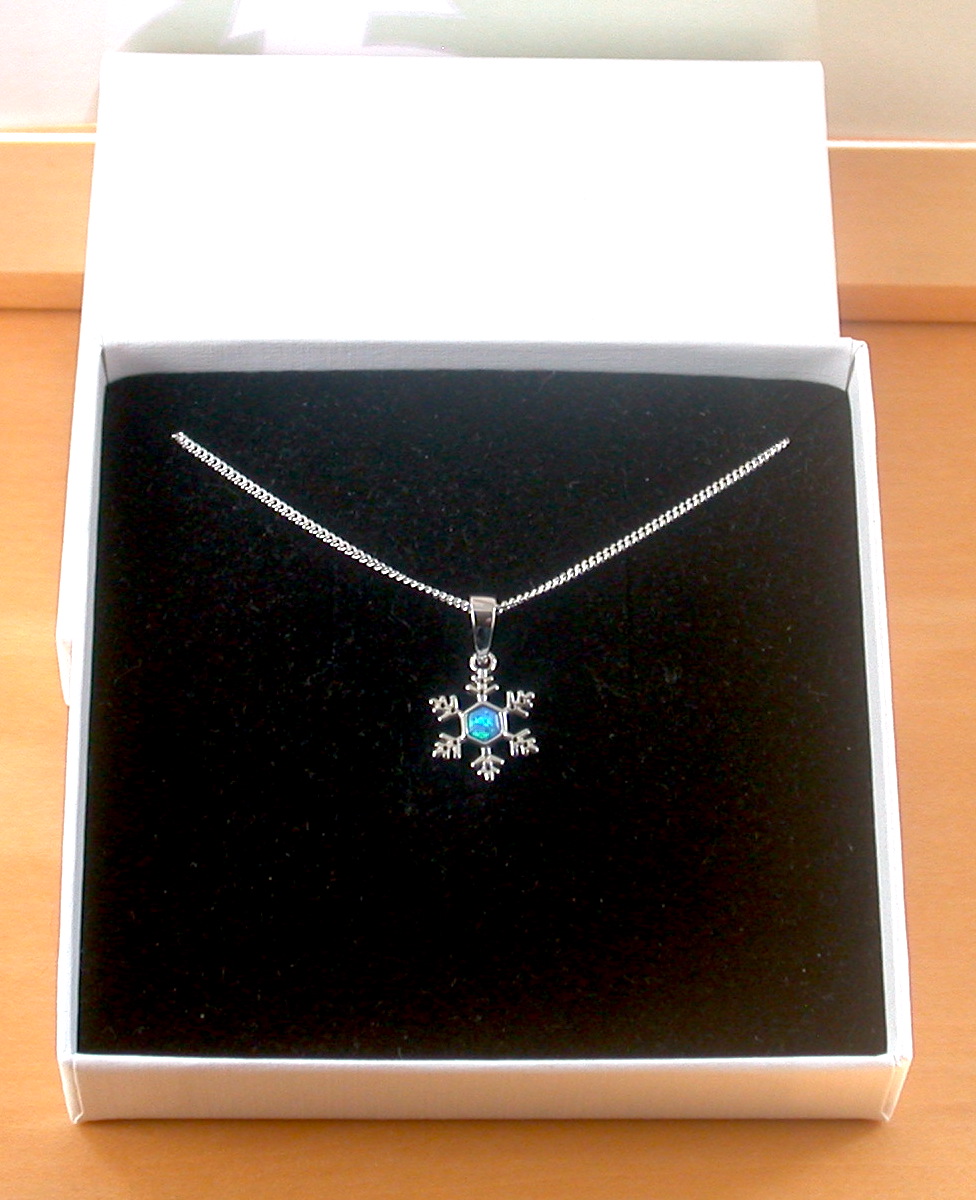 snowflake necklace in gift box