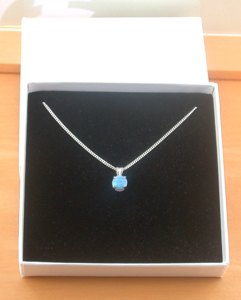 blue opal necklace in gift box uk