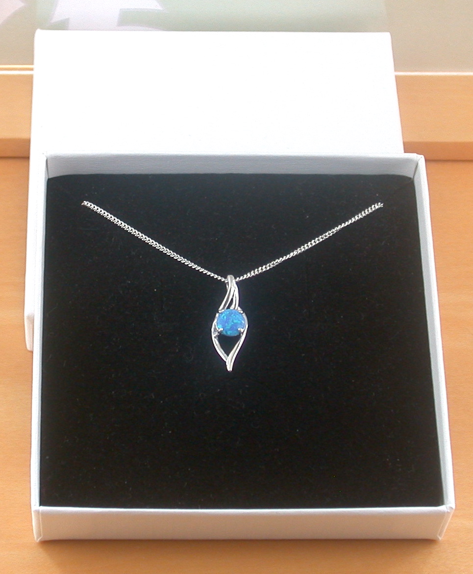 blue opal necklace in gift box uk