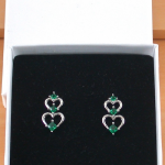 emerald heart earrings in gift box