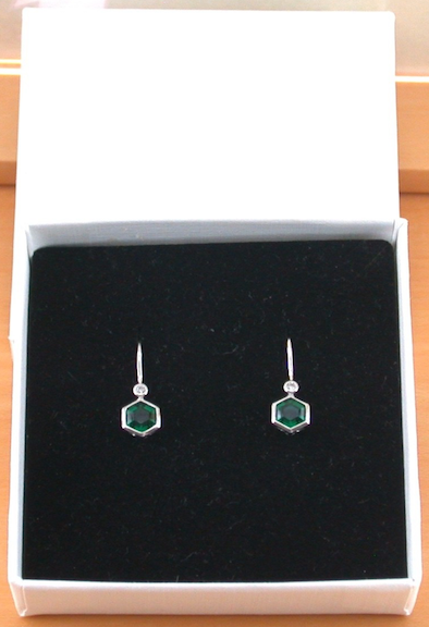 emerald earrings in gift box
