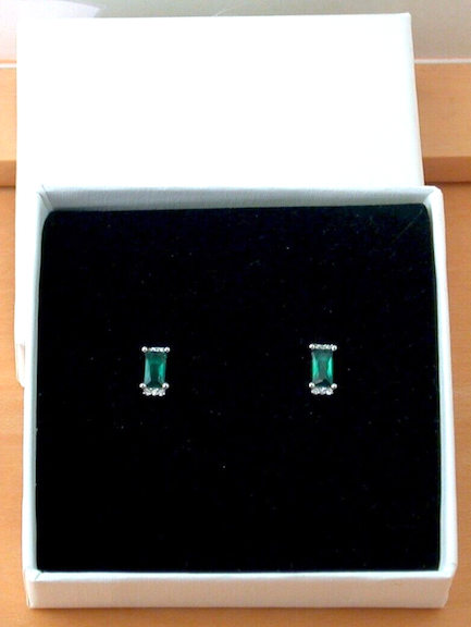 emerald earrings in gift box