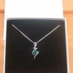 silver emerald necklace in gift box