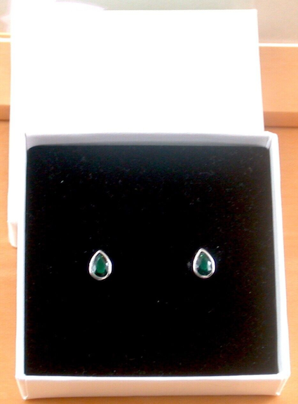 emerald earrings in gift box