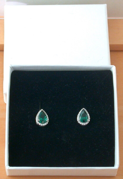 emerald earrings in gift box