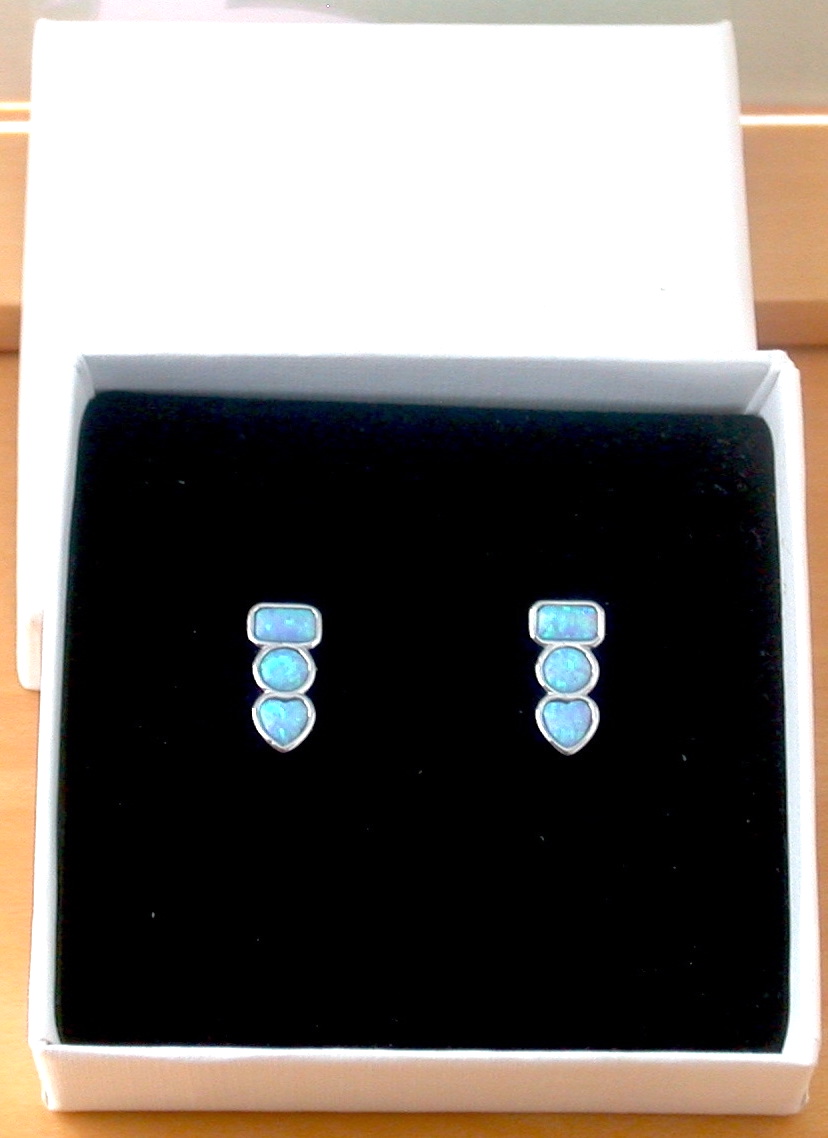 blue opal earrings in gift box