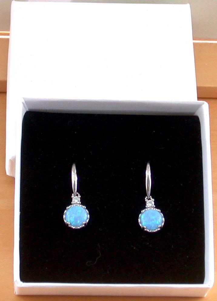 blue opal earrings in gift box