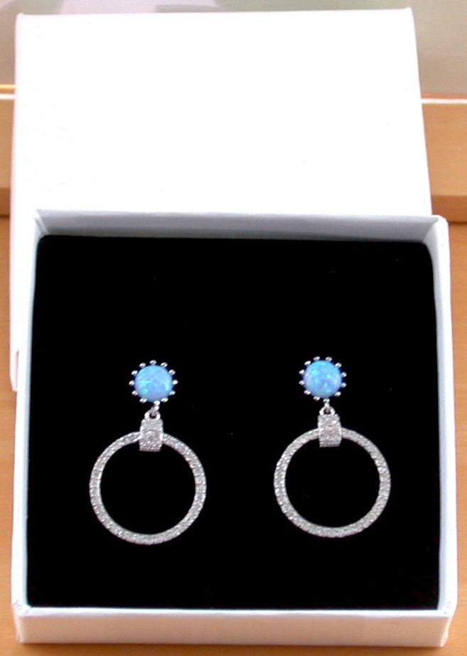 blue opal earrings in gift box