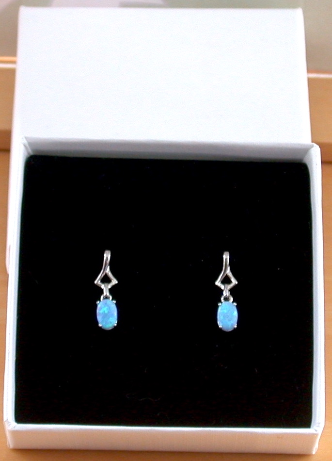 blue opal earrings in gift box