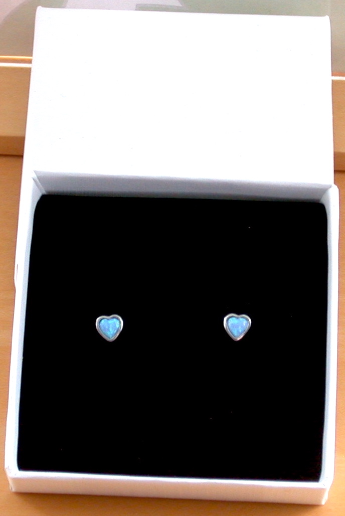 blue opal earrings in gift box