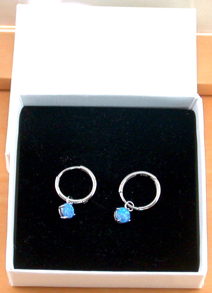 blue opal earrings in gift box