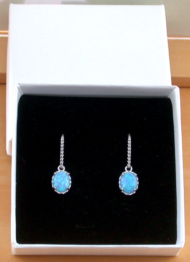 blue opal earrings in gift box