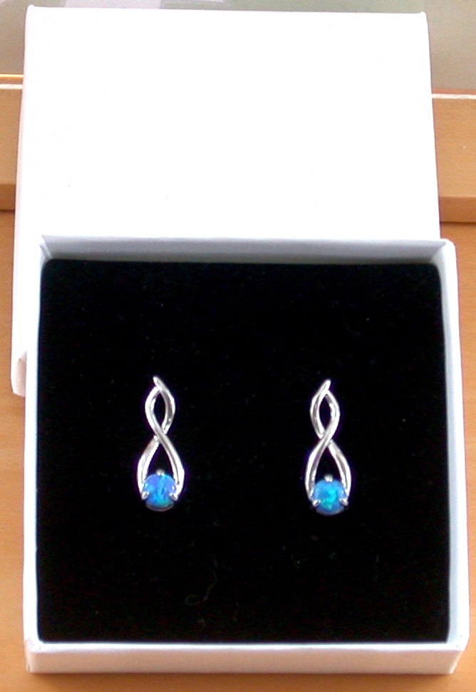 blue opal earrings in gift box