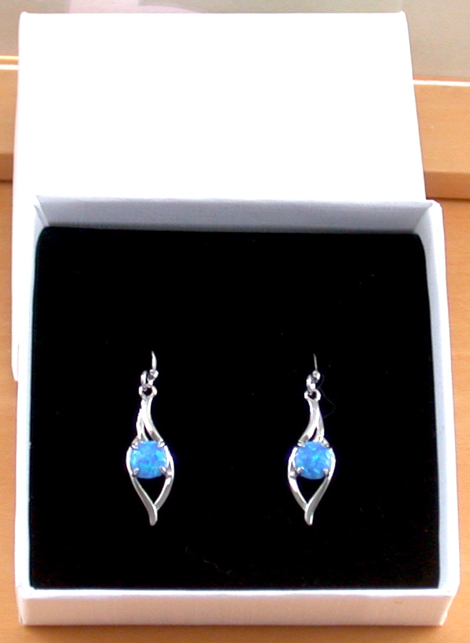 blue opal earrings in gift box