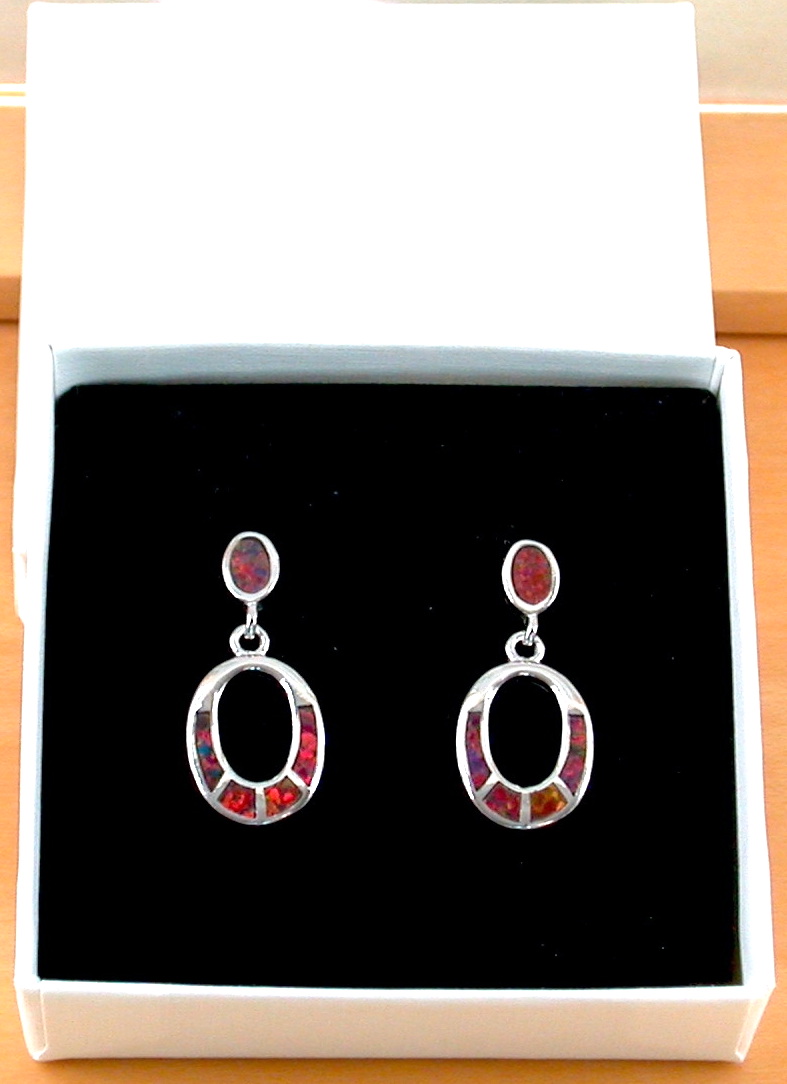 opal earrings in gift box