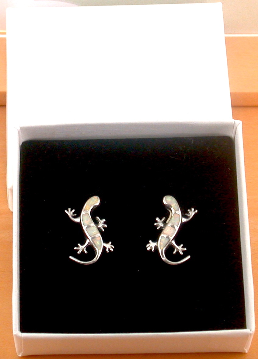 opal earrings in gift box