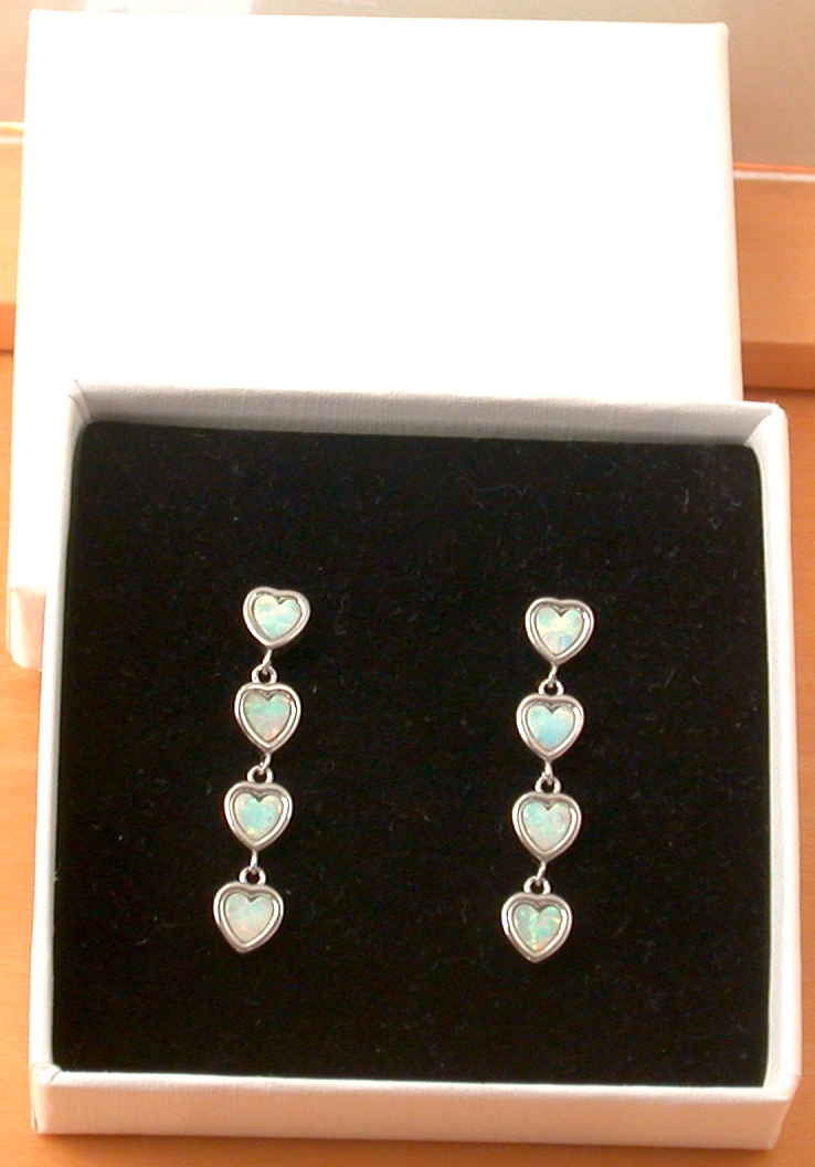 opal earrings in gift box