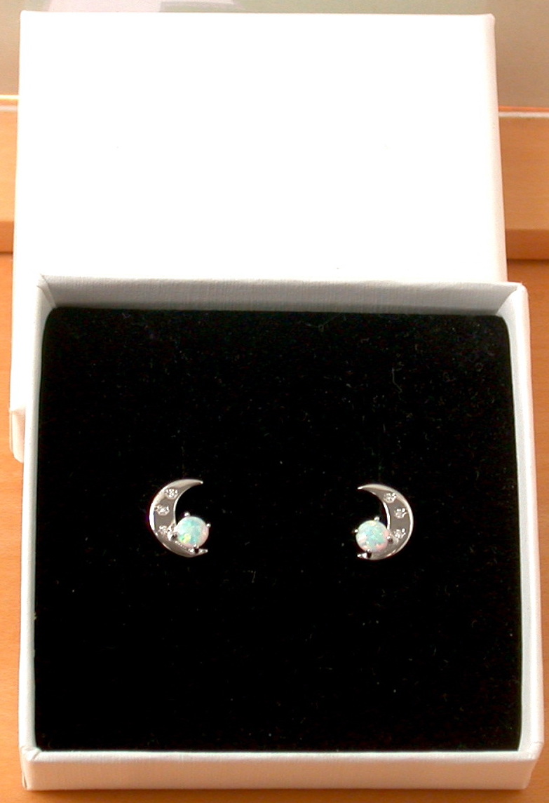 opal earrings in gift box