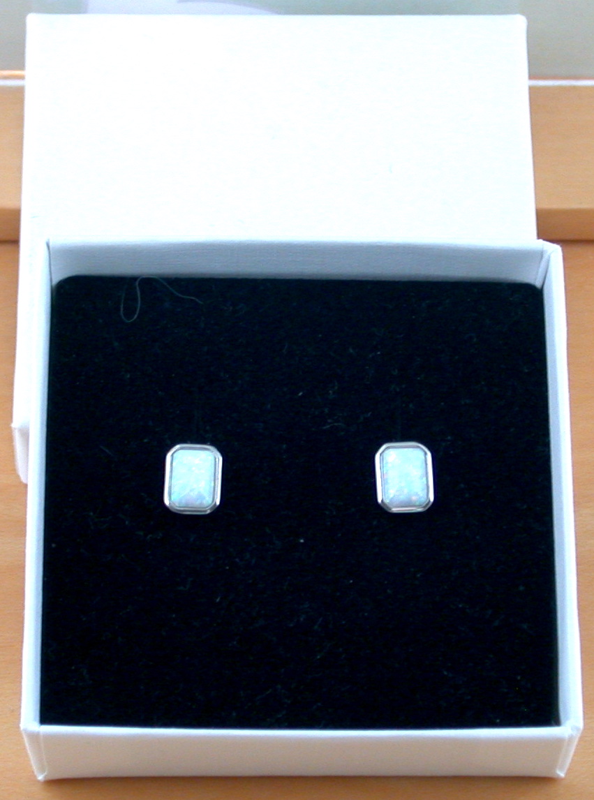 opal earrings in gift box
