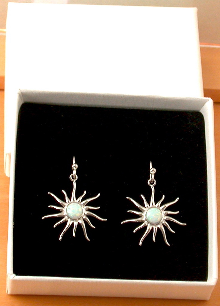 opal earrings in gift box