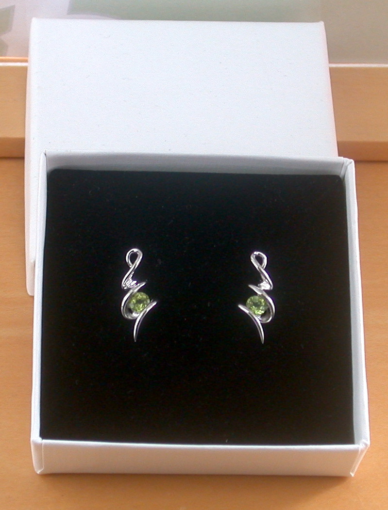 peridot earrings in gift box