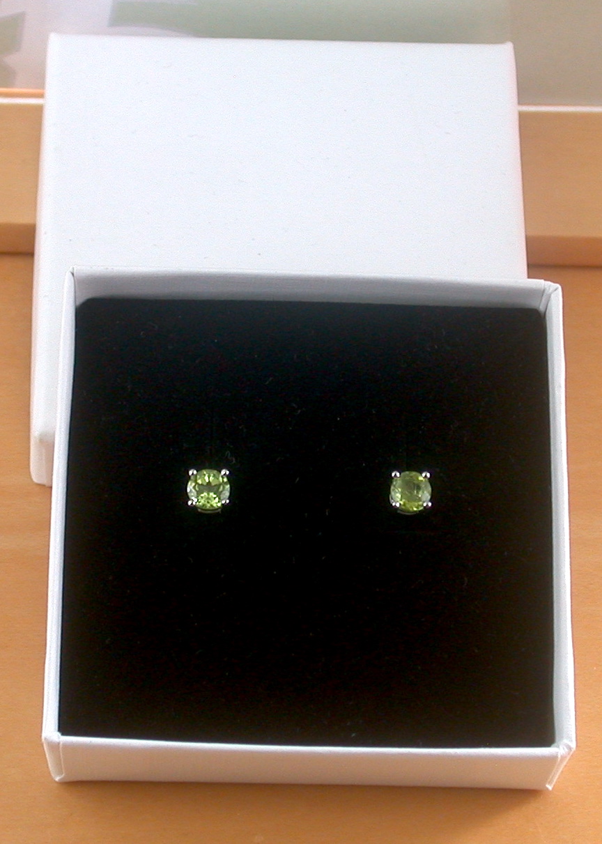 peridot earrings in gift box