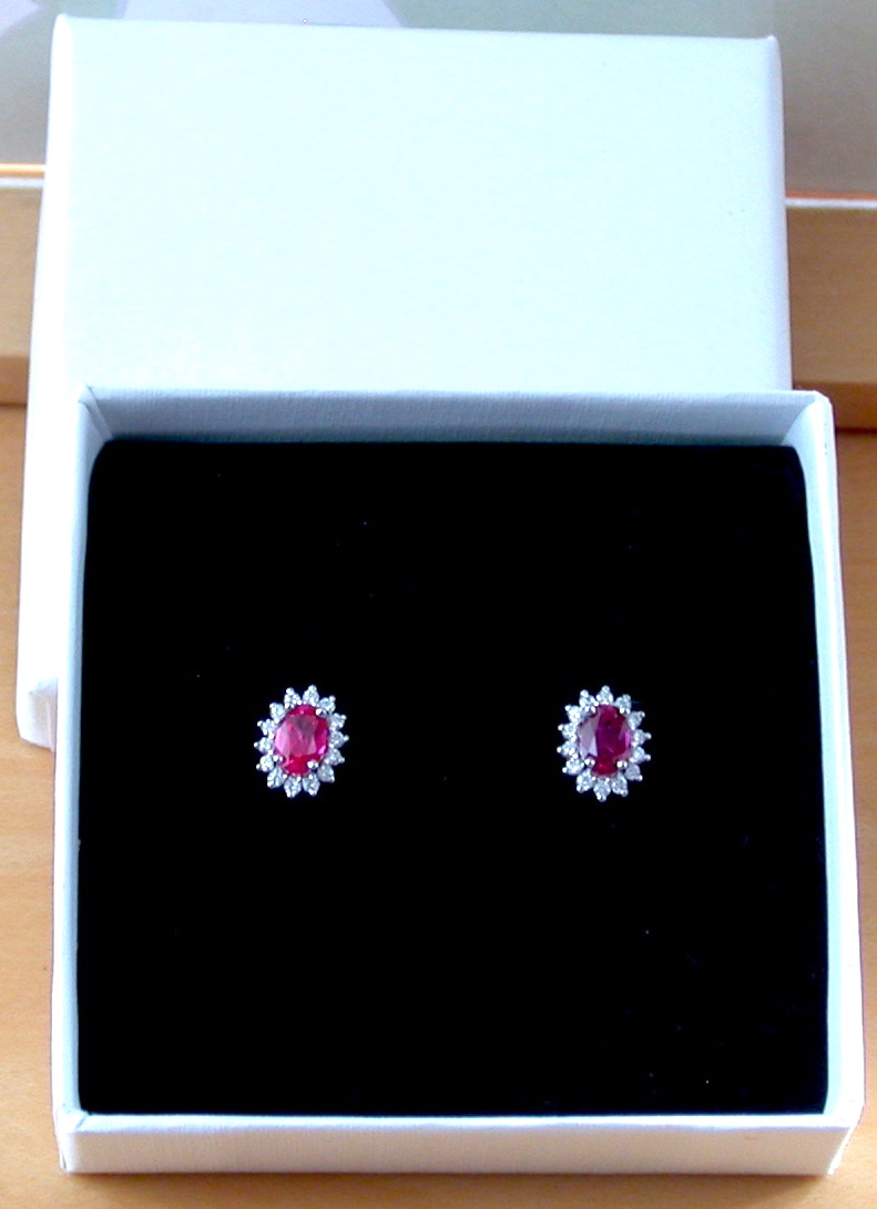 ruby oval stud earrings in gift box
