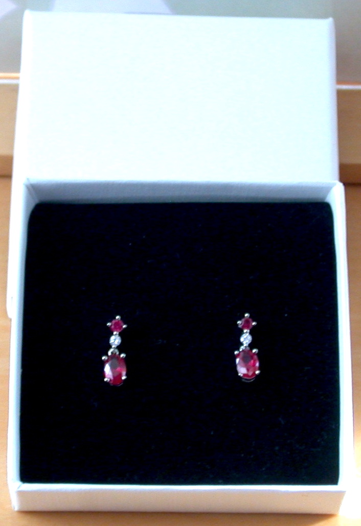 ruby stud earrings in gift box