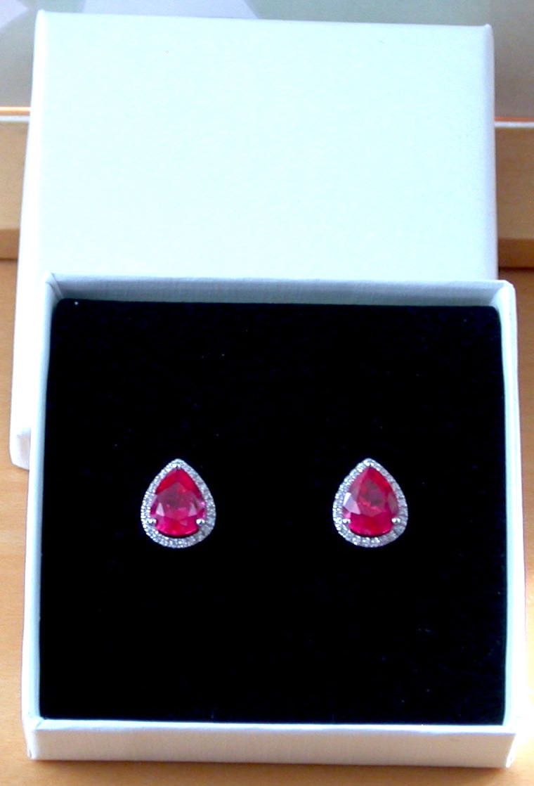 ruby stud earrings in gift box