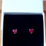 ruby heart earrings in gift box
