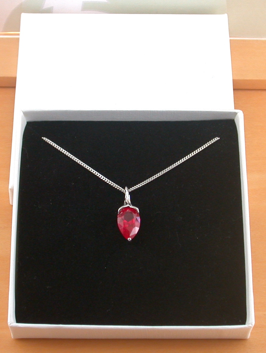 ruby necklace in gift box